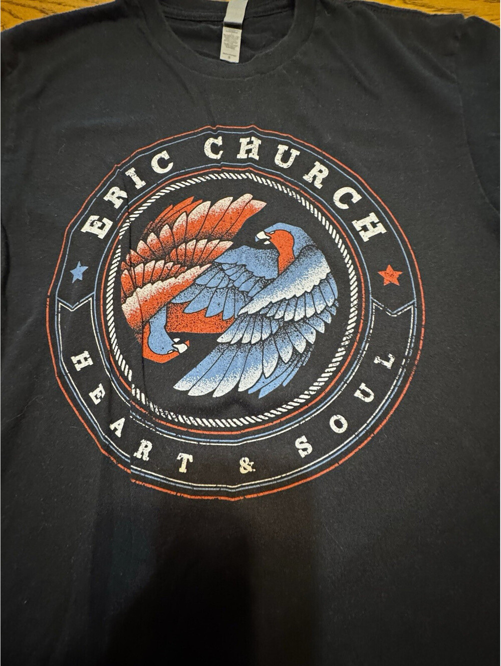 Next Level Eric Church Heart & Soul Graphic T-Shirt Unisex S Black Crew Neck